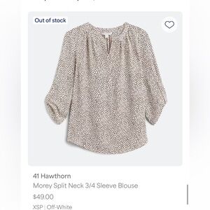 41 Hawthorne Morey Quarter Sleeve Blouse XS